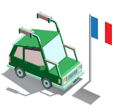 Picture of a car and a French flag